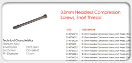 3.0mm Headless Compression Screws Short Thread