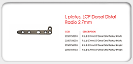 L Plates, LCP Dorsal Distal Radio 2.7mm