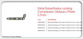 Distal Dorsal Radius Locking Compression Obliquo L-Plates 2.7mm 