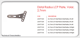 Distal Radius LCP Plate, Volar 2.7mm 