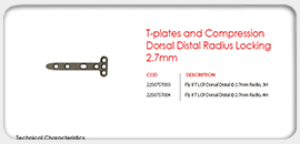 T-plates and Compression Dorsal Distal Radius Locking 2.7mm 