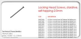 Locking Head Screws, Stardrive, self-tapping 2.0mm