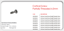 Cortical Screws, Partially Thread  4.5mm 
