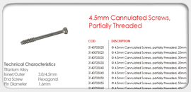 4.5mm Canulated Screws, Partially Threaded