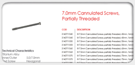 7.0mm Cannulated Screws, Partially Threaded