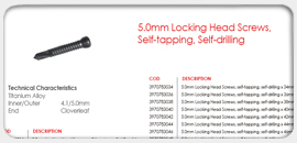 5.0mm Locking Head Screws, Self-tapping, Self-drilling 