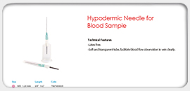 Hypodermic Needles for Blood Sample