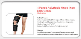 4-Panels Adjustable Hinge Knee Splint 42cm