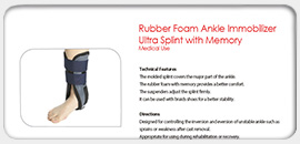 Rrubber Foam Ankle Immobilizer Ultra Splint with Memory