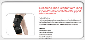 Neoprene Knee Support with Long Open Patella and Lateral Support