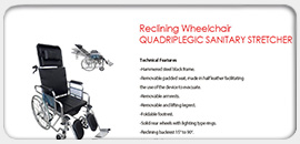 Quadriplegic Reclining Wheelchair SANITARY STRETCHER