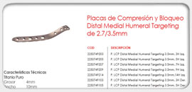 Placas de Compresión y Bloqueo Distal Medial/Humeral Targeting 2.7/3.5mm 