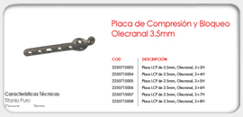 Placas de Compresión y Bloqueo Olecranal 3.5mm 