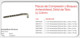 Placas de Compresión y Bloqueo Anterolateral, Distal Tibia (L) 3.5mm