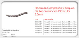 Placas de Compresión y Bloqueo de Reconstrucción Clavicular 3.5mm