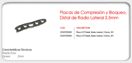 Placas de Compresión y Bloqueo Distal de Radio Lateral 3.5mm