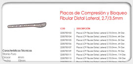 Placas de Compresión y Bloqueo Fibular Distal Lateral, 2.7/3.5mm