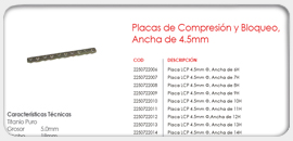 Placas de Compresión y Bloqueo, Ancha de 4.5mm