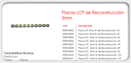 Placa LCP de Reconstrucción 5.0mm