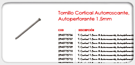 Tornillo Cortical Autorroscante, Autoperforante 1.5mm