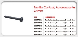 Tornillo Cortical, Autorroscante 2.4mm
