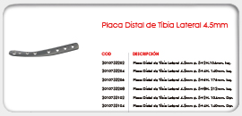Placa Distal de Tibia Lateral 4.5mm