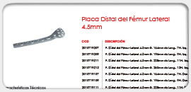 Placa Distal del Fémur Lateral 4.5mm