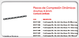 Placas de Compresión Dinámicas Anchas 4.5mm - Contacto Limitado