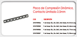 Placa de Compresión Dinámica, Contacto Limitado 3.5mm