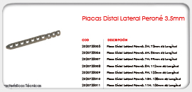 Placas Distal Lateral Peroné 3.5mm