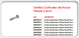 Tornillos Corticales de Rosca Parcial 3.5mm