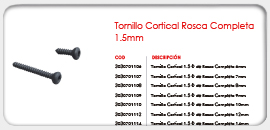 Tornillo Cortical Rosca Completa 1.5mm