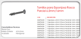 Tornillos para Esponjosa, Rosca Parcial 6.5mm/16mm