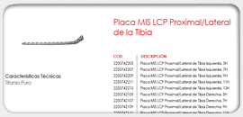 Placa MIS LCP Proximal/Lateral de la Tibia 