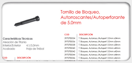 Tornillo de Bloqueo, Autorroscante/Autoperforante 5.0mm