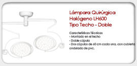 Lámpara Quirúrgica Halógeno LH600 Tipo Techo - Doble