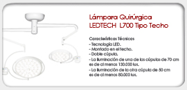 Lámpara Quirúrgica LEDTECH  L700 Tipo Techo