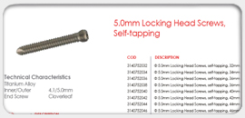 5.0mm Locking Head Screws, Self-tapping