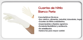 Guantes de Nitrilo Blanco Perla