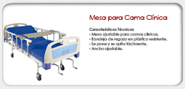 Mesa para Cama Clínica. Tipo Puente