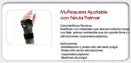 Muñequera Ajustable con Férula Palmar