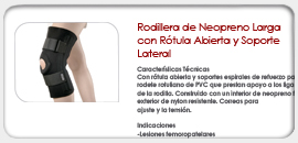 Rodillera de Neopreno Larga con Rótula Abierta y Soporte Lateral