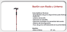 Bastón con radio y linterna